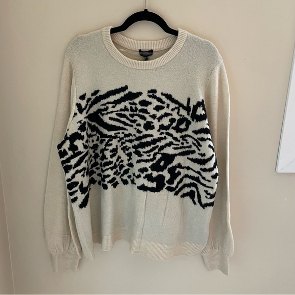 Yest Balloon Sleeve, Animal Print Crew Neck Knit Sweater Multiple Sizes … - Picture 5 of 10